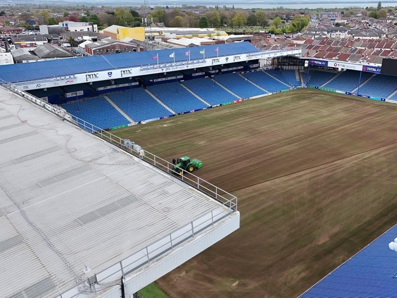Drone footage has captured some incredible images of the football pitch at Fratton Park as it gets ready for next season. Picture credit: My Portsmouth By Drone