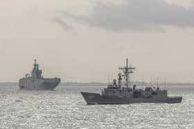 ENS El Sadat with ENS El Sheik, Egyptian warships that linked up with HMS Dragon during the exercise. Photo: Royal Navy