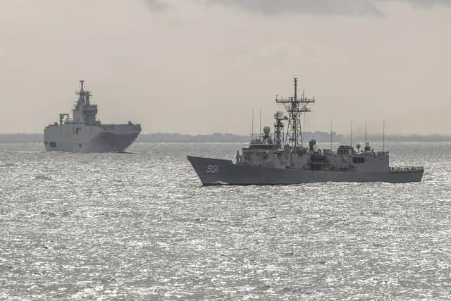 ENS El Sadat with ENS El Sheik, Egyptian warships that linked up with HMS Dragon during the exercise. Photo: Royal Navy