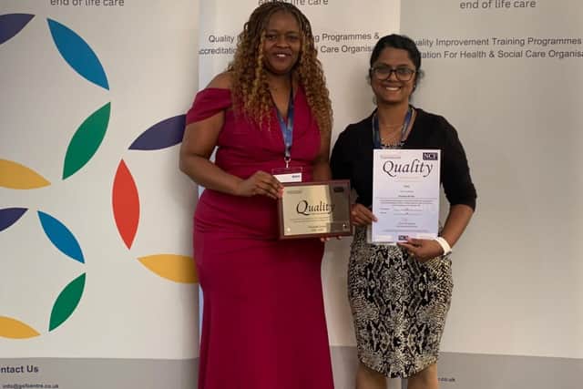 L-R - Ancasta Grove's home manager Audrey Chiduku and clinical lead Renju James at the GSF awards