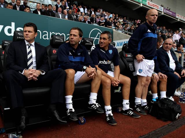 Former Pompey boss Steve Cotterill, left, is reportedly keen on managing Pompey rivals Bristol Rovers