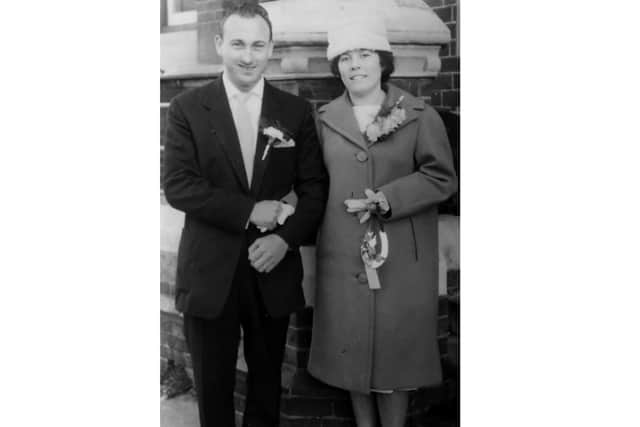 Harry and Vera Davies on their wedding day at Portsmouth Register Office.