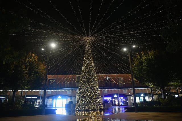 Christmas lights and decorations are being put up at Gunwharf Quays. Picture: Sarah Standing (041122-5228)