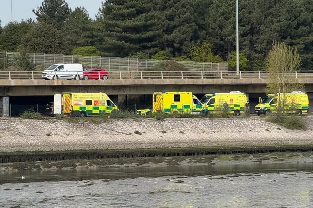 Emergency crews beneath M275 after suspected crash