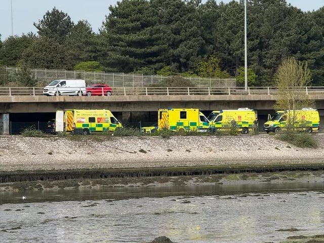 Emergency crews beneath M275 after suspected crash