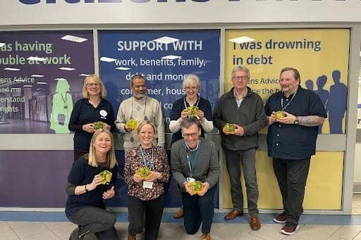 The Work Out Your Money Team - Citizens Advice Havant
Back row L to R: Lynnette Meredith, Mohammed Islam, Amanda Whiteland, Jon Stuart (Chief Executive, Citizens Advice Havant), Paul Davey
Front row L to R: Fiona Ross, Rachel Rackett, Mark Wickenden