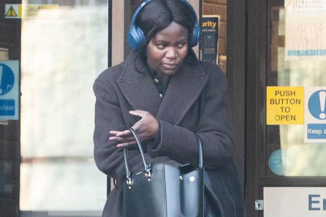 The jury heard she then demanded £10 million and claimed that if the victim did not transfer the money 'she would contact his business associates and family about private sexual activities'. Pictured: Jennifer Mbazira. Picture: Will Dax/Solent News & Photo Agency.