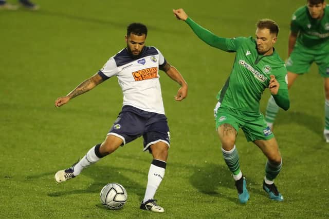 Billy Clifford was forced off with a hamstring injury at Marine. Picture: Dave Haines