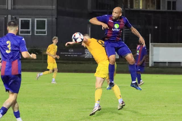 Action from Fareham's 3-0 midweek win at US Portsmouth. Picture by Ken Walker.