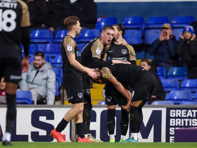 Dane Scarlett is congratulated for his opener at Portman Road