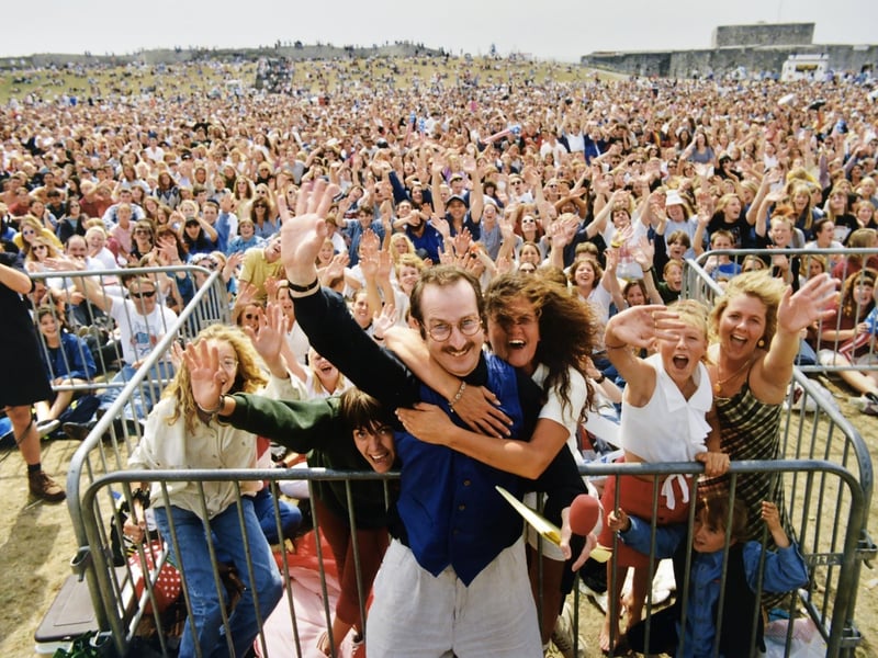 The Radio 1 Roadshow in Southsea, in 1994 with Steve Wright being mobbed by fans