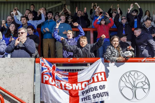 Pompey fans at Morecambe. Picture: Daniel Chesterton/phcimages.com