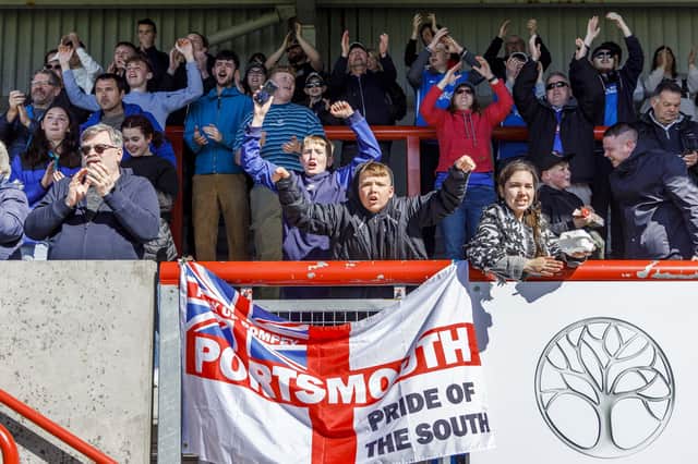 Pompey fans at Morecambe.   Picture: Daniel Chesterton/phcimages.com