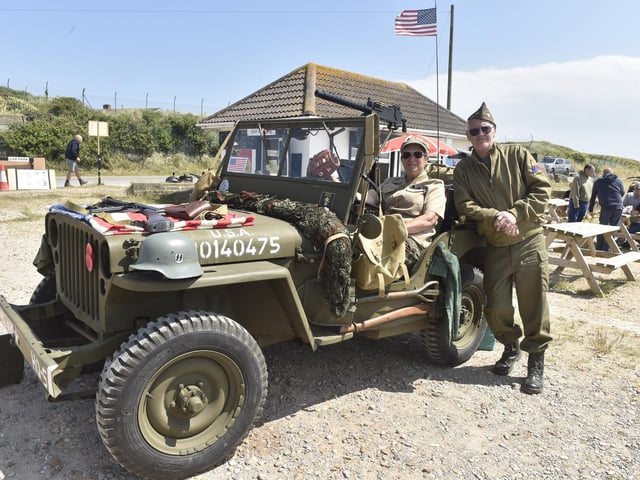 Pictured is: Debbie and Errol Johns with their Willys Jeep. Picture: Sarah Standing (060624-4129)