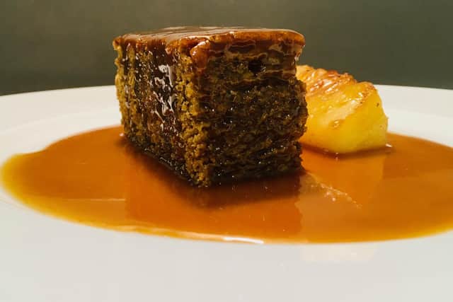 Sticky date and rum sponge, by Lawrence Murphy