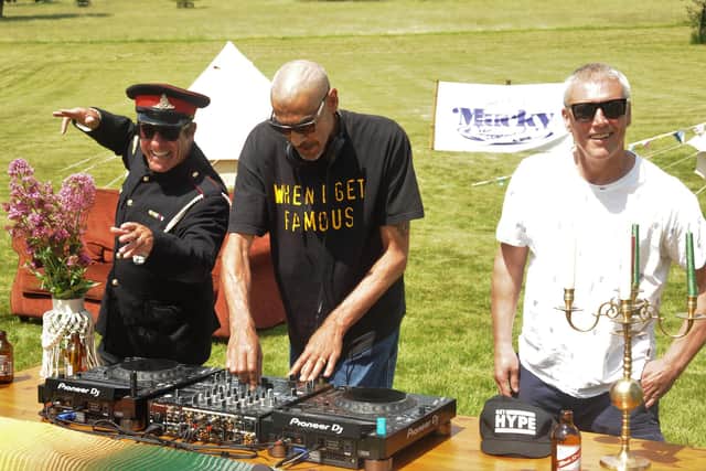 Barry Ashworth of Dub Pistols, Leeroy Thornhill and Bez at the launch of The Mucky Weekender. Picture by Paul Windsor