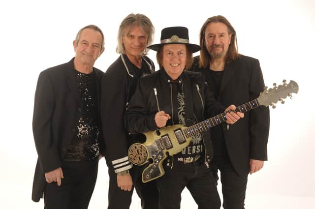 Slade are at The Engine Rooms, Southampton, on December 4. Dave Hill is second on the right.