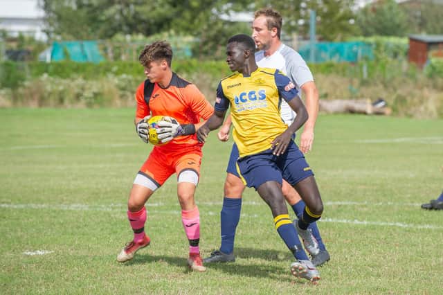 Lamin Jatta has scored two Hampshire Premier League hat-tricks in Moneyfields' Reserves opening four games of 2020/21. Picture: Habibur Rahman