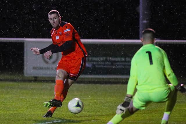 AFC Portchester leading scorer Lee Wort had a late effort cleared off the line at Farnborough Picture: Stuart Martin (220421-7042)