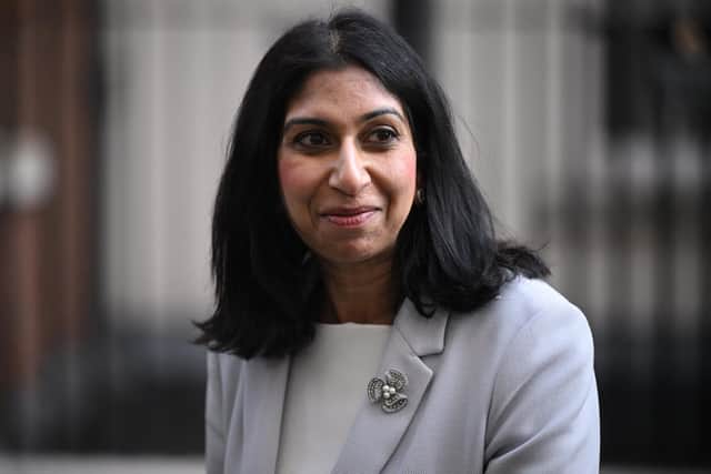 LONDON, ENGLAND - MARCH 15:  Attorney General Suella Braverman leaves 10 Downing Street following a cabinet meeting on March 15, 2022 in London, England. (Photo by Leon Neal/Getty Images)
