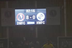 The scoreboard tells the story of a record-breaking loss for Hawks. Picture by Dave Haines