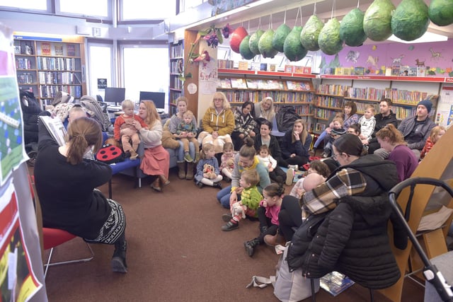 A reading of the book The Gruffalo with an a appearance from The Gruffalo himself at the Alderman Lacey Library in Baffins. Picture: Sarah Standing (140223-9477)