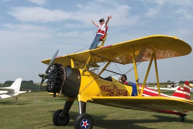 Anne English, 81, took on a wing walk for a birthday surprise