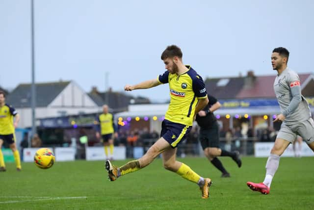 Harvey Rew comes back into the reckoning to start for Gosport Borough against Paulton in this weekend's FA Cup tie
Picture: Chris Moorhouse