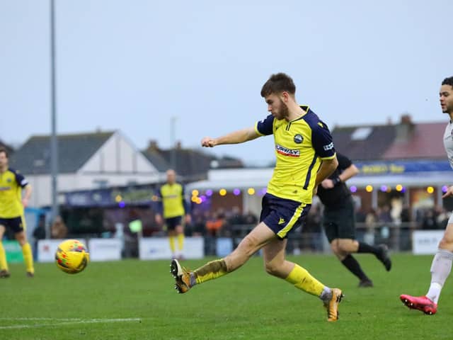 Harvey Rew comes back into the reckoning to start for Gosport Borough against Paulton in this weekend's FA Cup tie
Picture: Chris Moorhouse