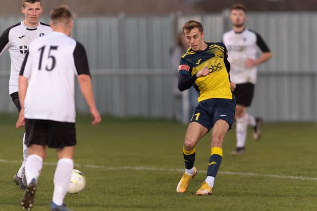 James Franklyn scores his second and Moneyfields' fourth against Stoneham.

Picture: Keith Woodland