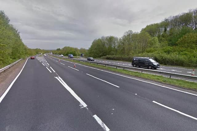 The A3(M) northbound, near Petersfield, which had a lane blocked after a six-car crash. Picture: Google Street View