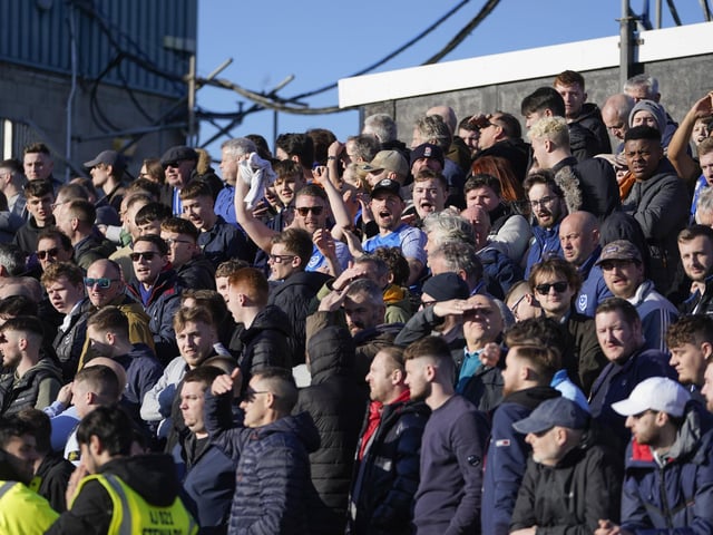 Pompey fans at the Blues' victory at the Memorial Stadium.