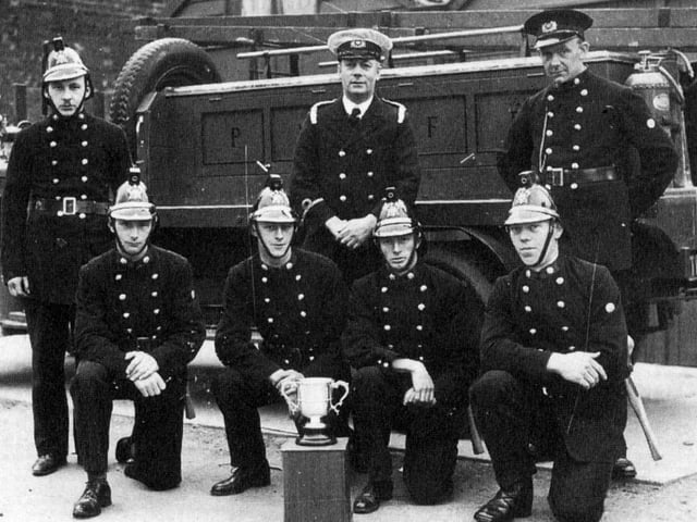 Portchester Fire Brigade in the 1930's with a trophy cup
