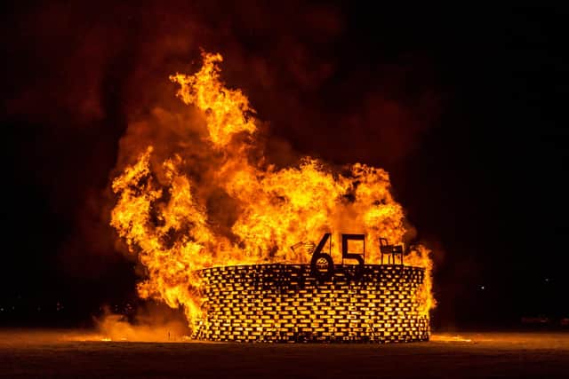 The huge bonfire, celebrating HMS Sultan's 65th anniversary. Picture: Mike Cooter (281021)