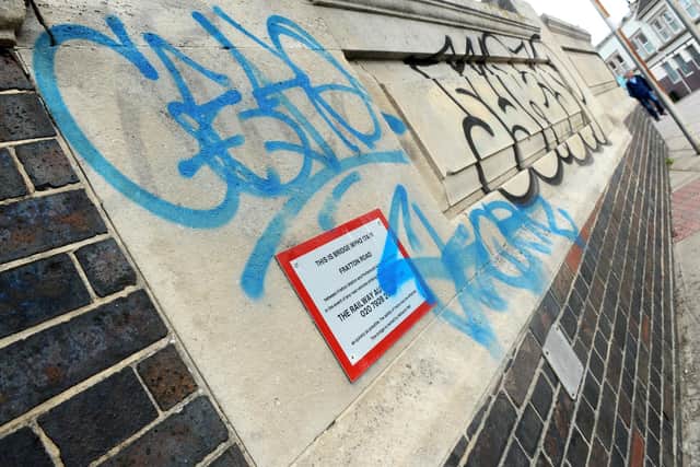 Graffiti on Fratton Road bridge in Portsmouth.

Picture: Sarah Standing (190422-1631)