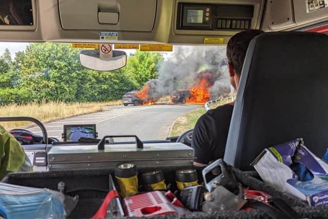 An image captured by Havant firefighter Biff from the scene of the blaze.