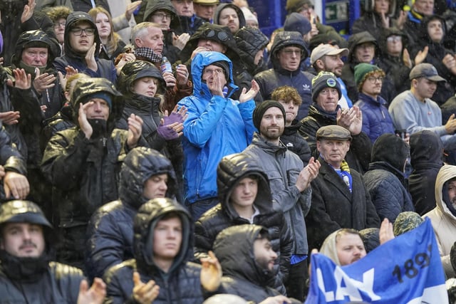 Pompey fans braved terrible weather conditions on New Year's Day to cheer the Blues to victory against Swansea.