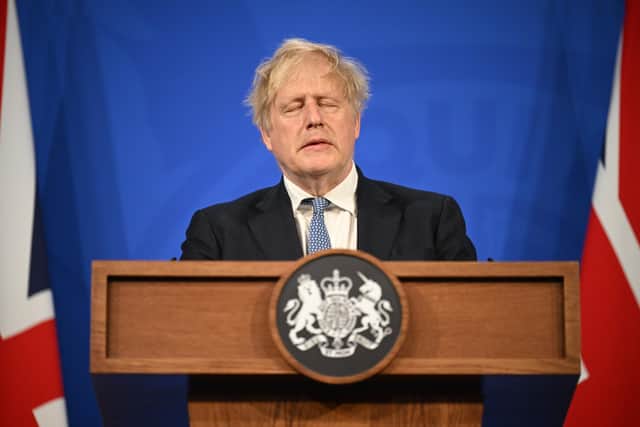 Prime Minister Boris Johnson speaks during a press conference in Downing Street, London, following the publication of Sue Gray's report into Downing Street parties in Whitehall during the coronavirus lockdown. Picture date: Wednesday May 25, 2022.
