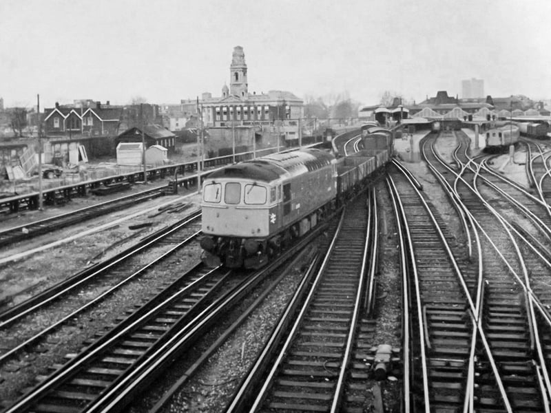 A look from the diving cab of a down passenger train we see a  vastly altered scene at Portsmouth & Southsea railway station