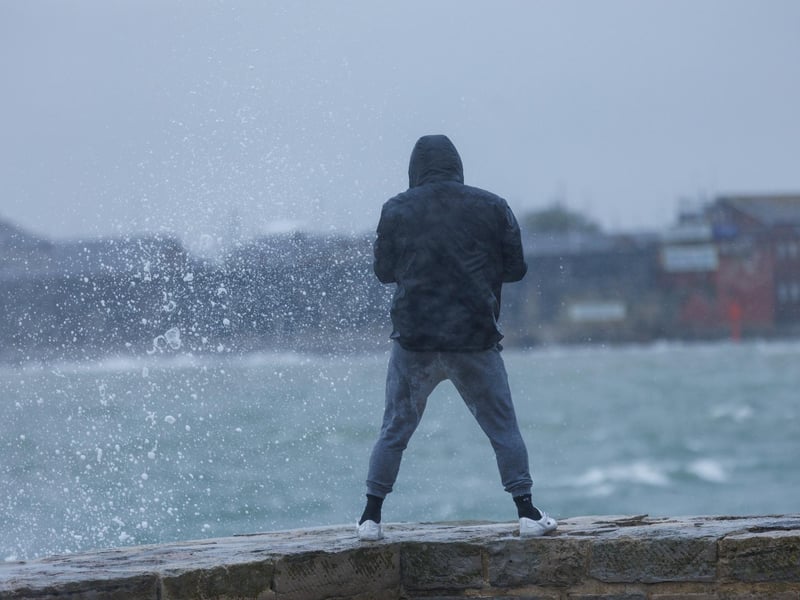 It was a quieter day than expected in Southsea and Old Portsmouth with only a few hardy walkers and runners venturing out into the wind and rain.
