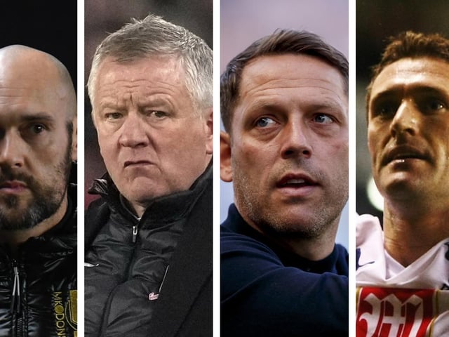 From left, Luke Williams, Chris Wilder, Leam Richardson and Robbie Keane