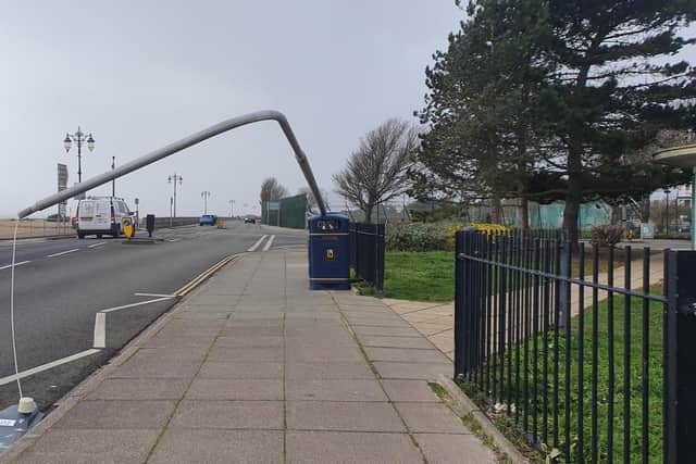 Lamppost knocked down near Coffee Cup in Eastney. Picture: Habibur Rahman