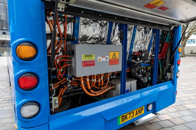 No more diesel fumes - the electric motors powering the new buses. Picture: Mike Cooter (110324)