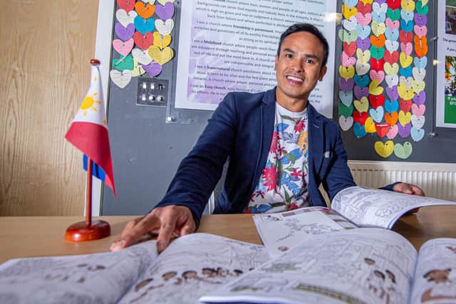 Julito Calonia released a colouring book detailing the rich history of the Philllippines in hopes to educate people about his country.

Pictured: Julito Calonia at Oasis Church, Portsmouth on Thursday 27th May 2022

Picture: Habibur Rahman