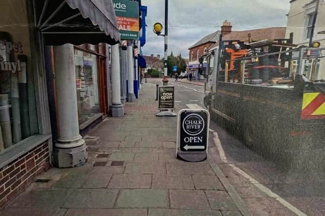 Signage outside his pop-up shop in Emsworth. Image: Daniel Tidbury.