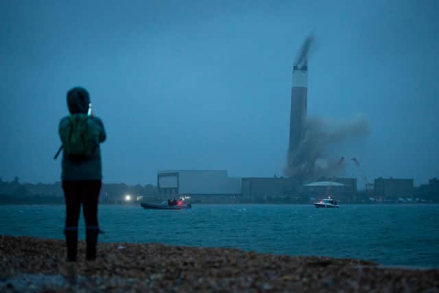 Fawley Power Station chimney is demolished Picture: Finnbarr Webster/Getty Images