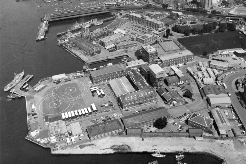 An aerial view of HMS Vernon, Portsmouth on October 5, 1981. The News PP4255