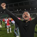 Christophe Galtier celebrates Lille claimed the Ligue 1 title. Picture: LOIC VENANCE/AFP via Getty Images)