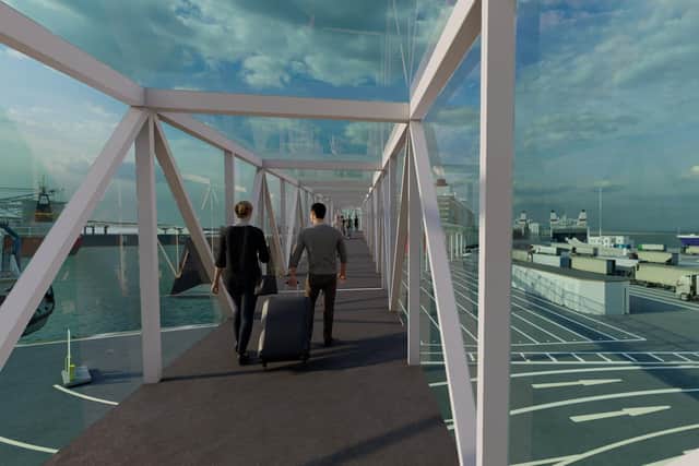 A picture of the new walkway to be built at Portsmouth International Port