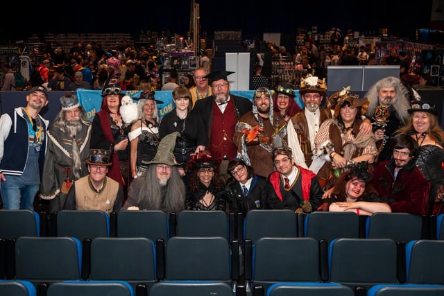 An impressive turnout from members of the Gosport Steampunk Society
